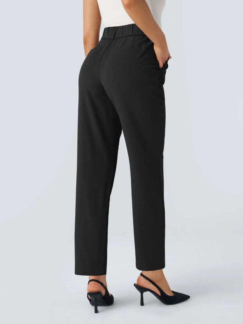 Halara Small Black Flex High Waisted Pocket Solid Work Tapered Pants 50% off - Picture 2 of 2